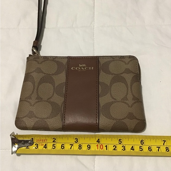 Coach Brown and Tan Signature Pouch / Wristlet - Picture 3 of 6